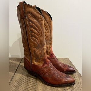CODE WEST Vintage Women’s 5 1/2 Brown/Red Genuine Leather Western Cowboy Boots